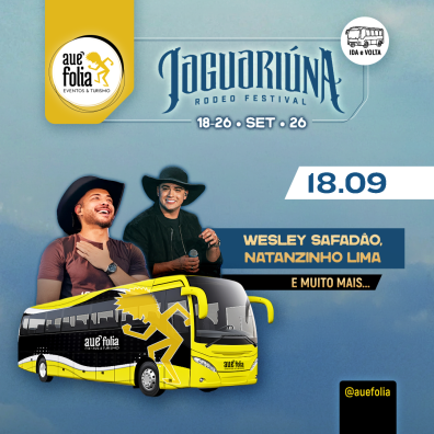 Jaguariuna Rodeo Festival 2026 - 18 de setembro - Safadão - Natanzinho Lima - Zezé di Camargo & Luciano