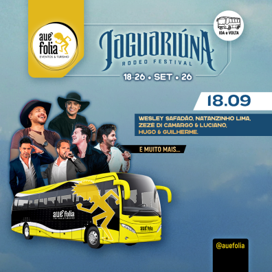 Jaguariuna Rodeo Festival 2026 - 18 de setembro - Safadão - Natanzinho Lima - Hugo & Guilherme - Zezé di Camargo & Luciano