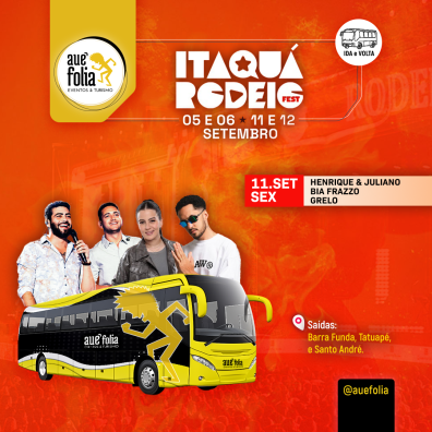 Itaquá Rodeio Fest 2026 - 11 de setembro - Henrique & Juliano - Grelo - Bia Frazzo